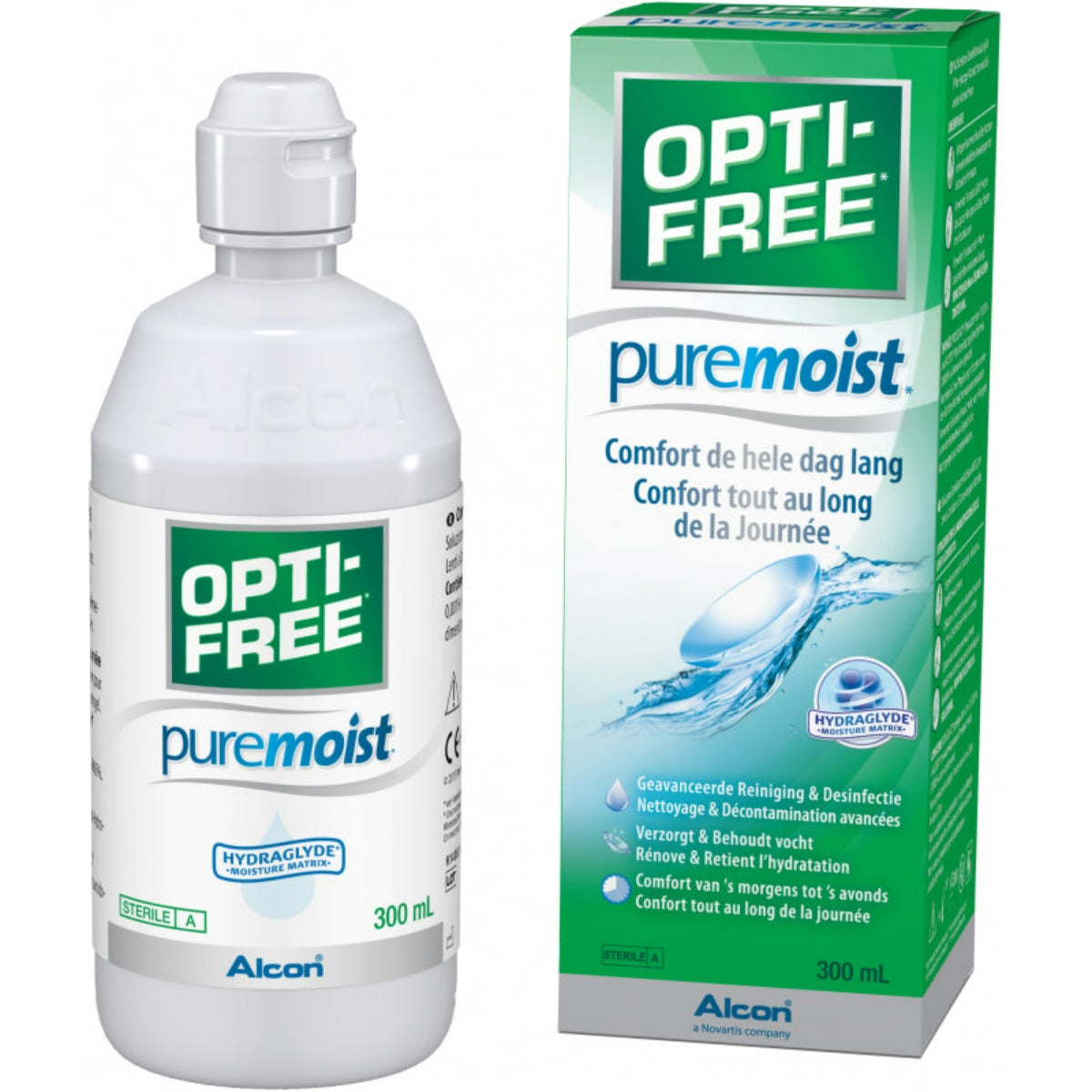 OPTI-FREE - PureMoist solución todo en uno para lentillas blandas, botella individual, 300 ml (Paquete de 1)