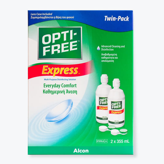 Alcon Opti-Free Express - Líquido para lentes de contacto, paquete de 2 frascos de 355 ml